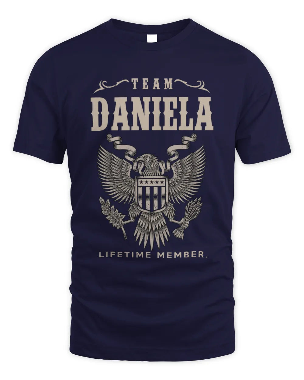 DANIELA TP06-K82 – Personalized Classic Style Apparel “Team NAME Lifetime Member” - Unisex Standard T-Shirt - Navy