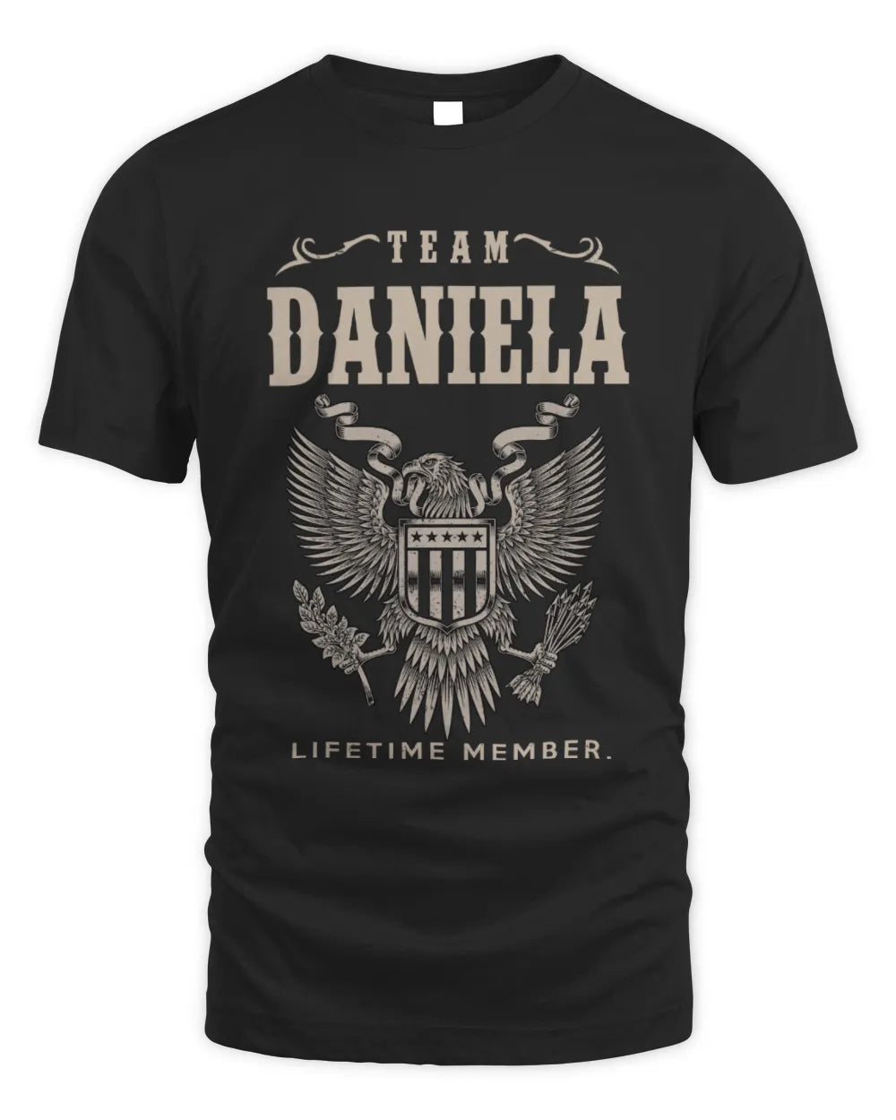 DANIELA TP06-K82 – Personalized Classic Style Apparel “Team NAME Lifetime Member” - Unisex Standard T-Shirt - Black