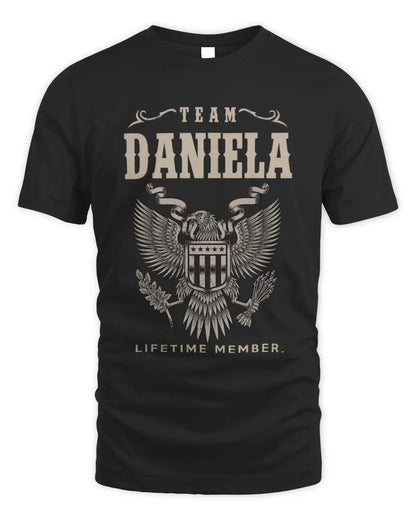 DANIELA TP06-K82 – Personalized Classic Style Apparel “Team NAME Lifetime Member” - Unisex Standard T-Shirt - Black
