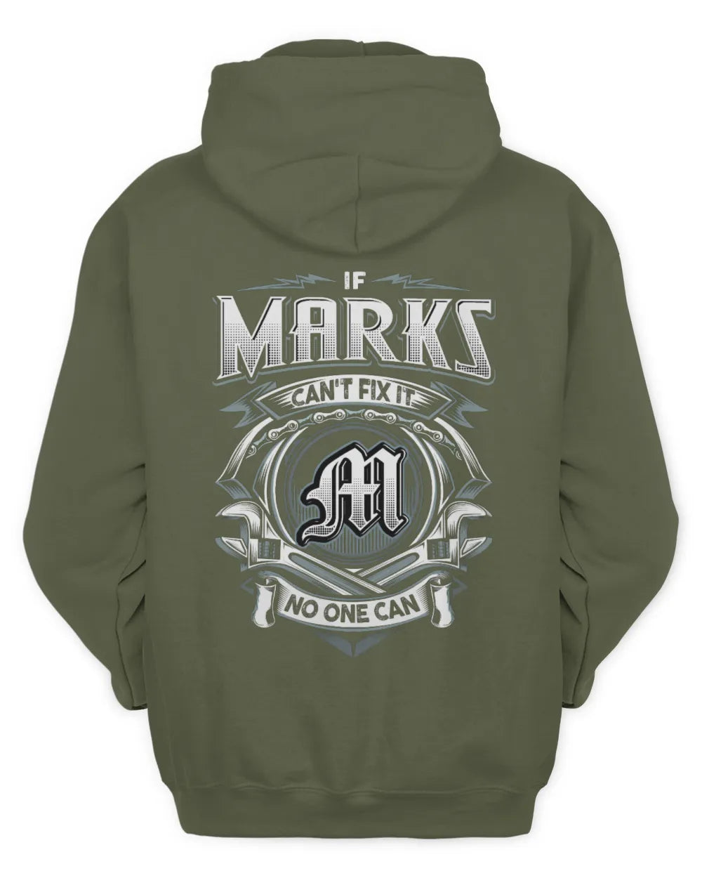 MARKS AP81-K4-626 - Personalized Ahmed Quote Apparel “If Ahmed Can't Fix It, No One Can” - Unisex Hoodie - Military Green