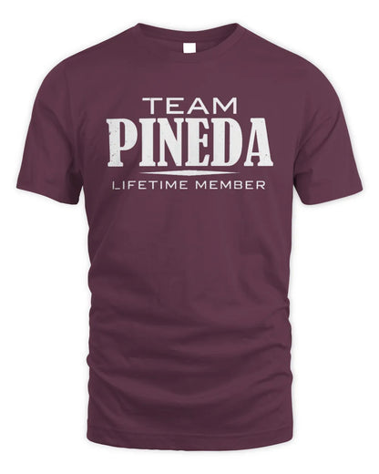 PINEDA BL62-K4-128 - Personalized “Team NAME Lifetime Member” - Unisex Standard T-Shirt - Maroon