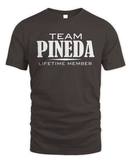 PINEDA BL62-K4-128 - Personalized “Team NAME Lifetime Member” - Unisex Standard T-Shirt - Dark Chocolate
