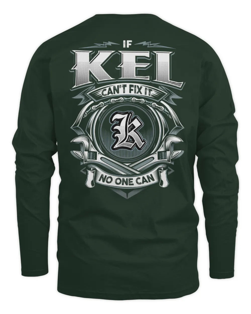 KEL AP81-K4-626 - Personalized Ahmed Quote Apparel “If Ahmed Can't Fix It, No One Can” - Men's Long Sleeved T-Shirt - Forest Green
