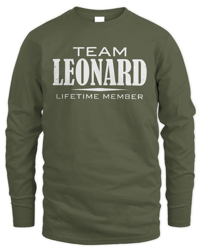 LEONARD BL62-K4-128 - Personalized “Team NAME Lifetime Member” - Men's Long Sleeved T-Shirt - Military Green