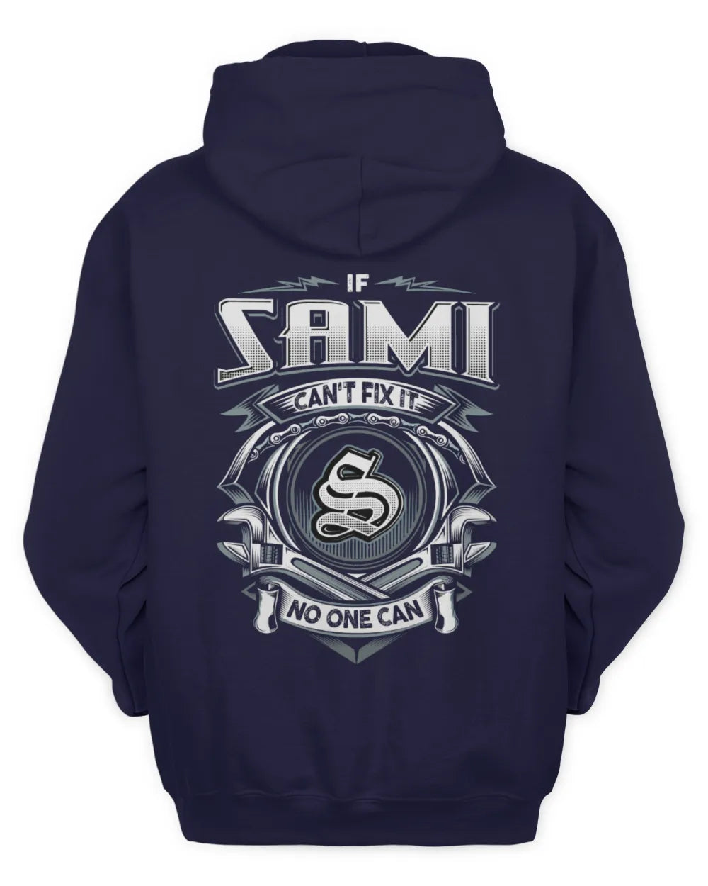 SAMI AP81-K4-626 - Personalized Ahmed Quote Apparel “If Ahmed Can't Fix It, No One Can” - Unisex Hoodie - Navy