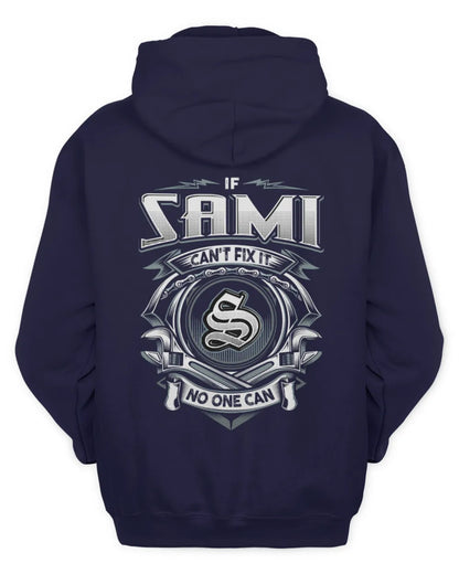 SAMI AP81-K4-626 - Personalized Ahmed Quote Apparel “If Ahmed Can't Fix It, No One Can” - Unisex Hoodie - Navy