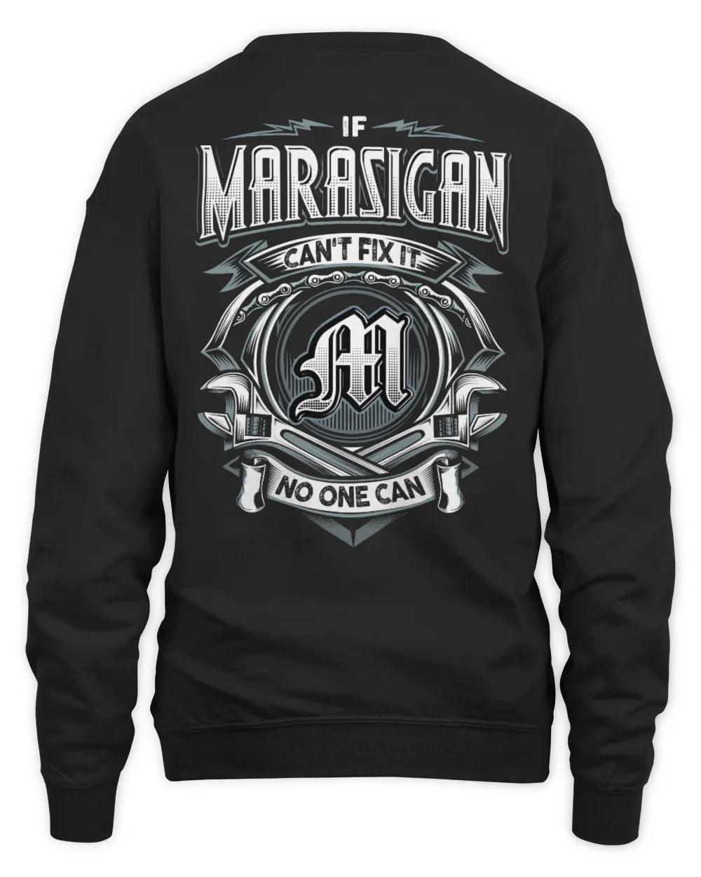 MARASIGAN AP81-K4-626 - Personalized Ahmed Quote Apparel “If Ahmed Can't Fix It, No One Can” - Unisex Sweatshirt - Black