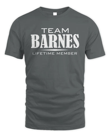 BARNES BL62-K4-128 - Personalized “Team NAME Lifetime Member” - Unisex Standard T-Shirt - Charcoal