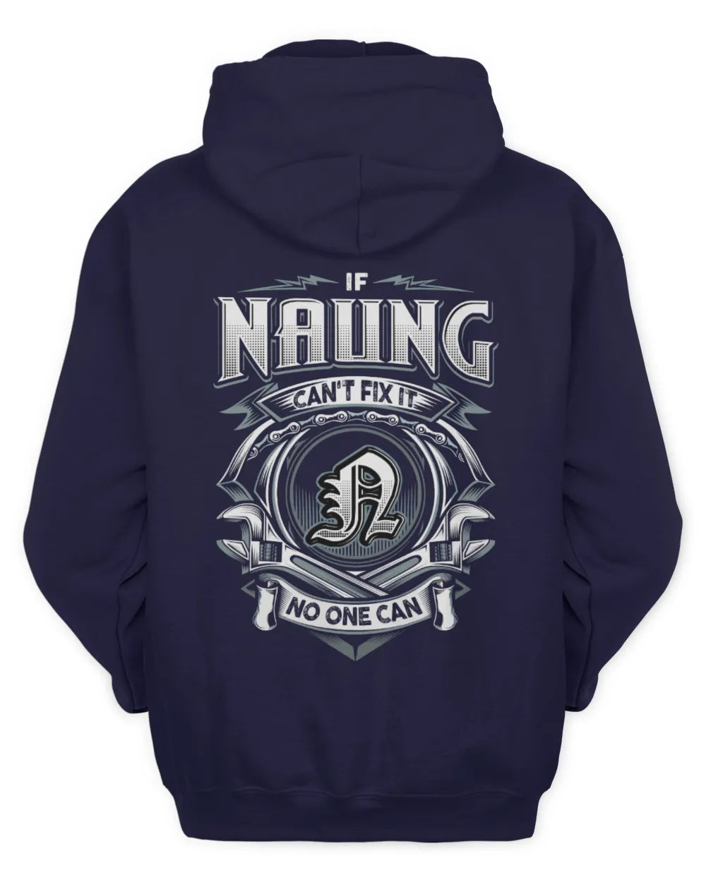 NAUNG AP81-K4-626 - Personalized Ahmed Quote Apparel “If Ahmed Can't Fix It, No One Can” - Unisex Hoodie - Navy