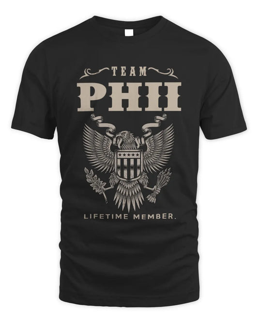 PHII TP06-K82 – Personalized Classic Style Apparel “Team NAME Lifetime Member” - Unisex Standard T-Shirt - Black