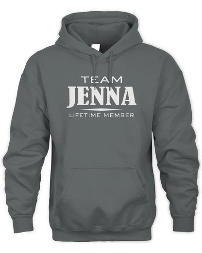 JENNA BL62-K4-128 - Personalized “Team NAME Lifetime Member” - Unisex Hoodie - Charcoal
