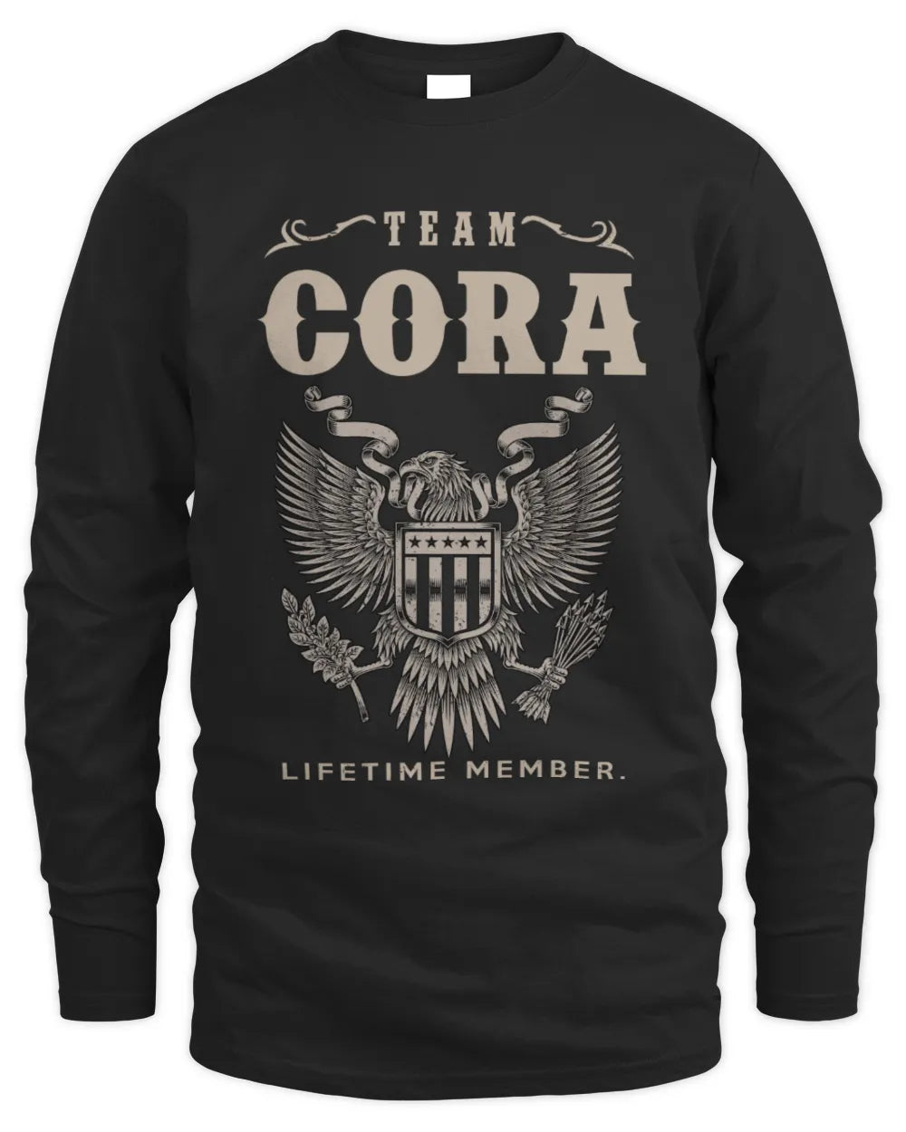 CORA TP06-K82 – Personalized Classic Style Apparel “Team NAME Lifetime Member” - Men's Long Sleeved T-Shirt - Black