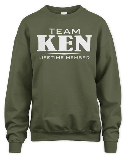 KEN BL62-K4-128 - Personalized “Team NAME Lifetime Member” - Unisex Sweatshirt - Military Green