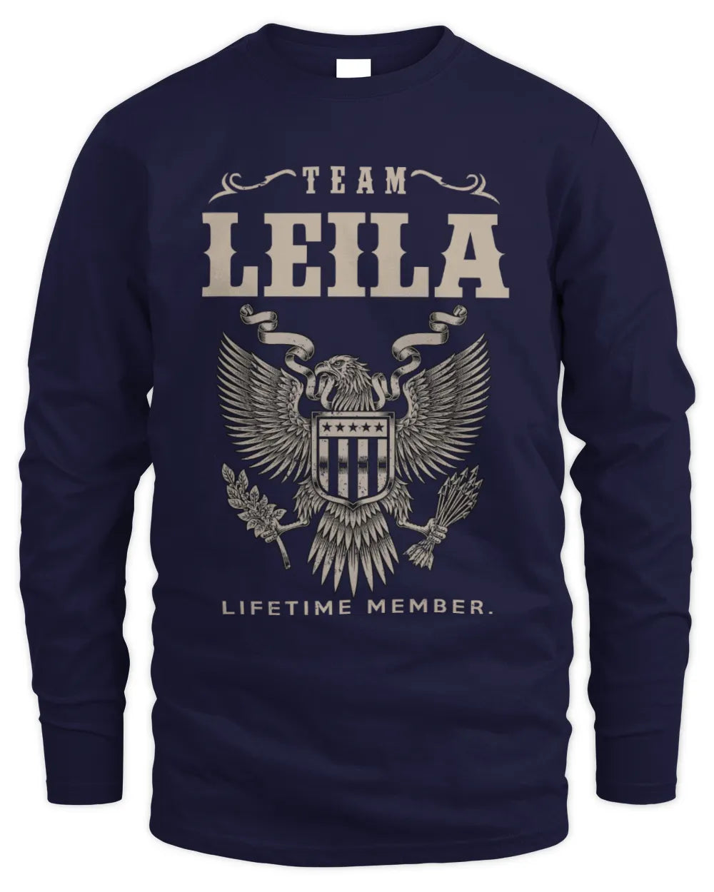 LEILA TP06-K82 – Personalized Classic Style Apparel “Team NAME Lifetime Member” - Men's Long Sleeved T-Shirt - Navy