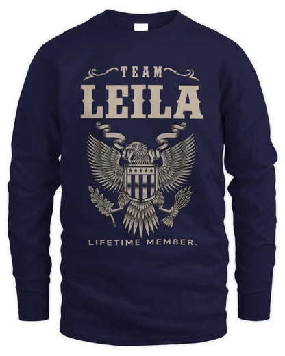 LEILA TP06-K82 – Personalized Classic Style Apparel “Team NAME Lifetime Member” - Men's Long Sleeved T-Shirt - Navy