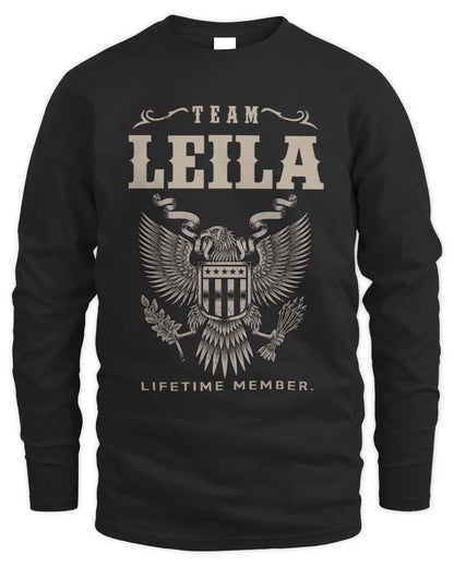 LEILA TP06-K82 – Personalized Classic Style Apparel “Team NAME Lifetime Member” - Men's Long Sleeved T-Shirt - Black