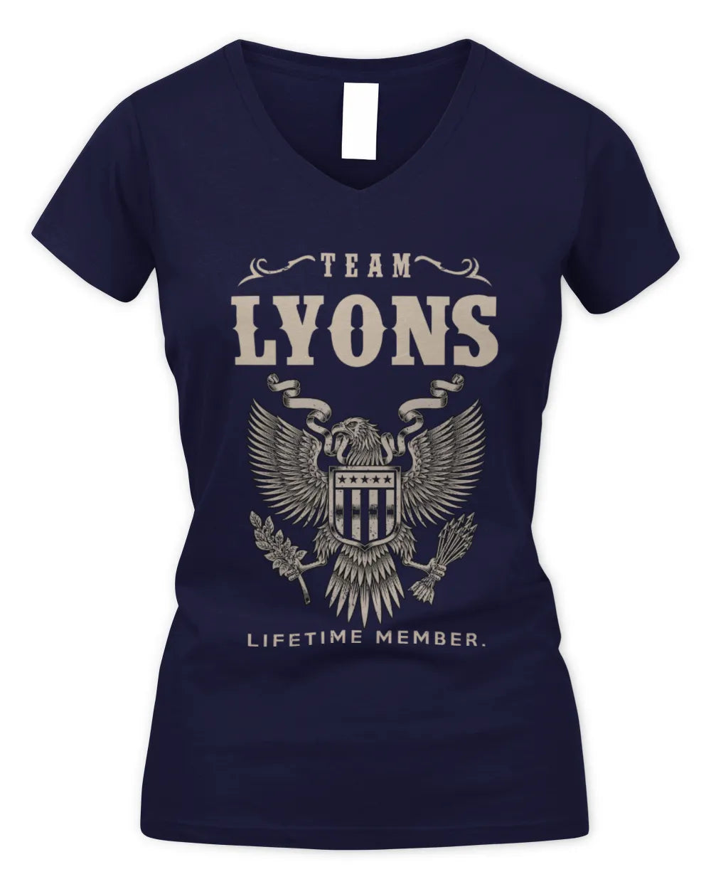 LYONS TP06-K82 – Personalized Classic Style Apparel “Team NAME Lifetime Member” - Women's V-Neck T-Shirt - Navy