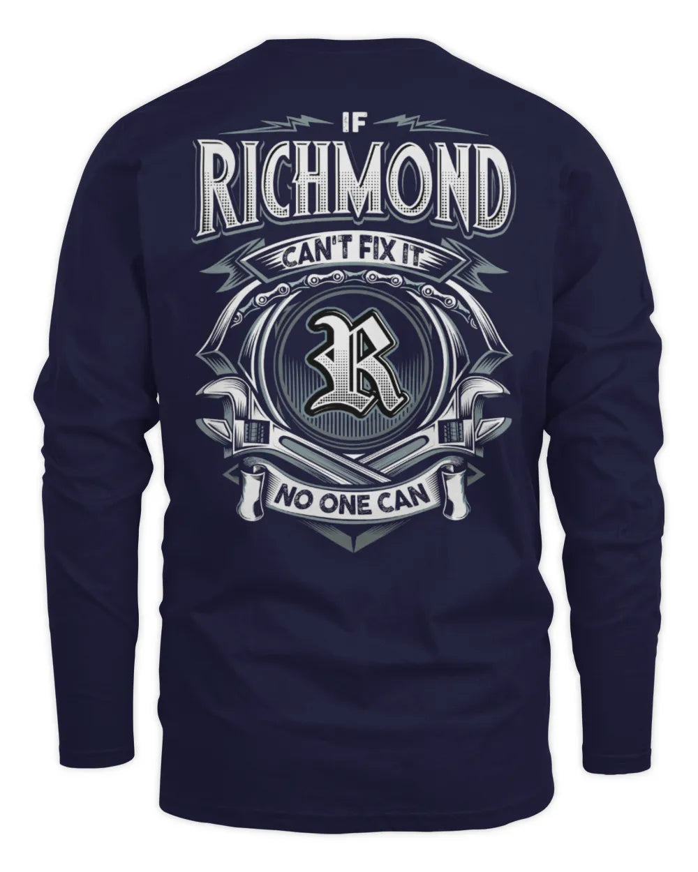 RICHMOND AP81-K4-626 - Personalized Ahmed Quote Apparel “If Ahmed Can't Fix It, No One Can” - Men's Long Sleeved T-Shirt - Navy