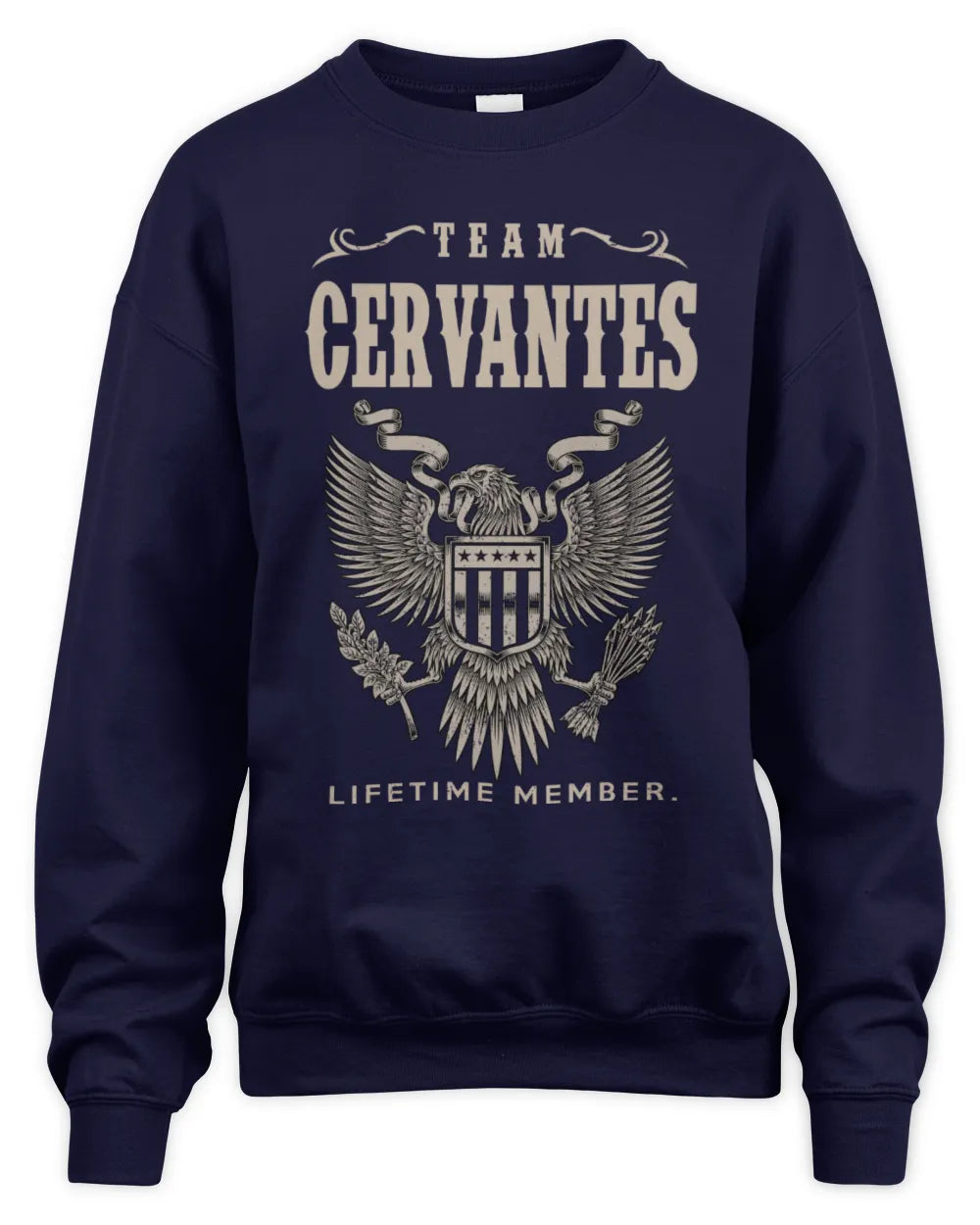 CERVANTES TP06-K82 – Personalized Classic Style Apparel “Team NAME Lifetime Member” - Unisex Sweatshirt - Navy