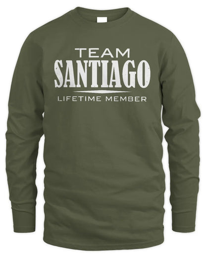 SANTIAGO BL62-K4-128 - Personalized “Team NAME Lifetime Member” - Men's Long Sleeved T-Shirt - Military Green