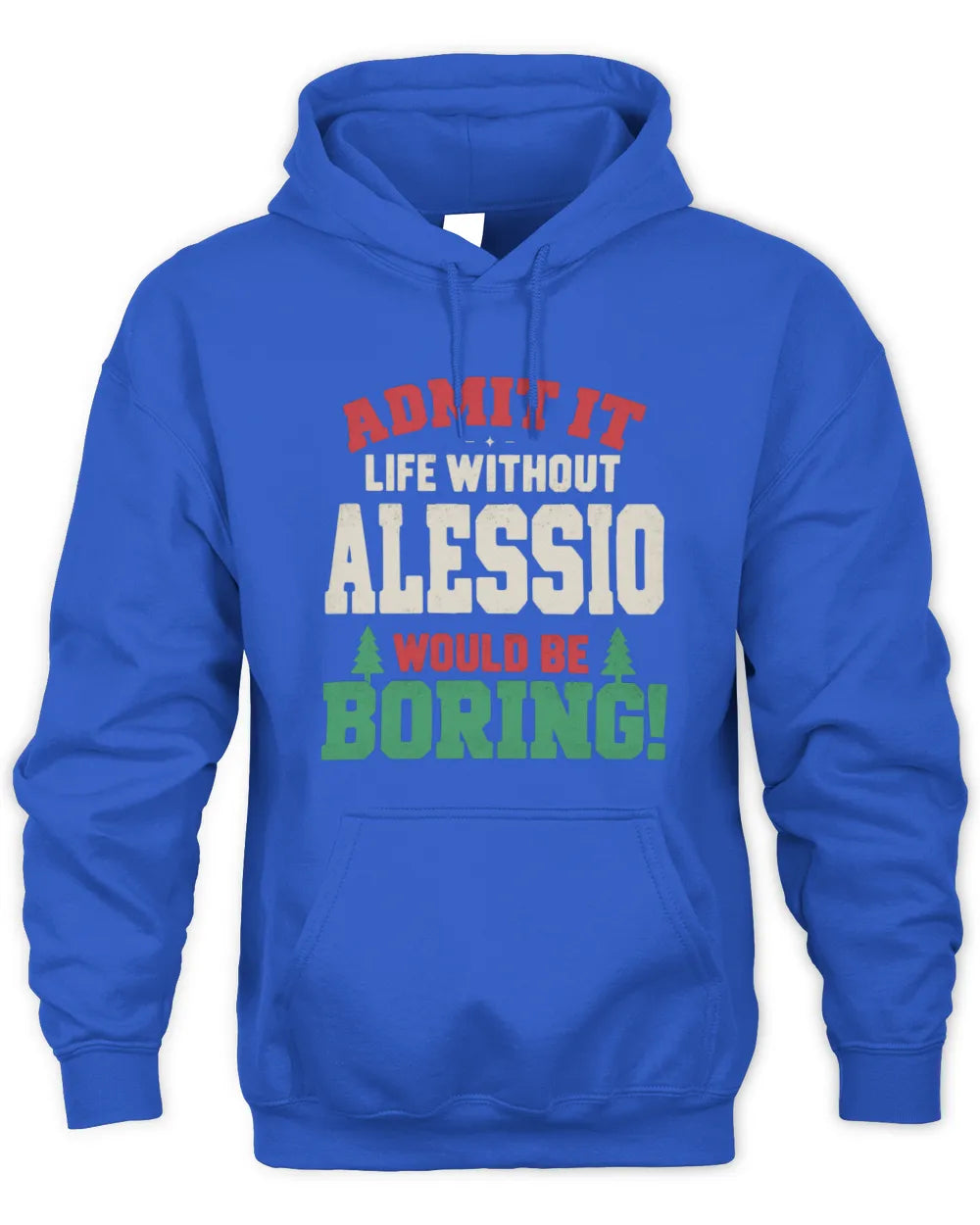 ALESSIO P5 TH08 Christmas T-Shirt – “Life Without NAME Would Be Boring” - Unisex Hoodie - Royal