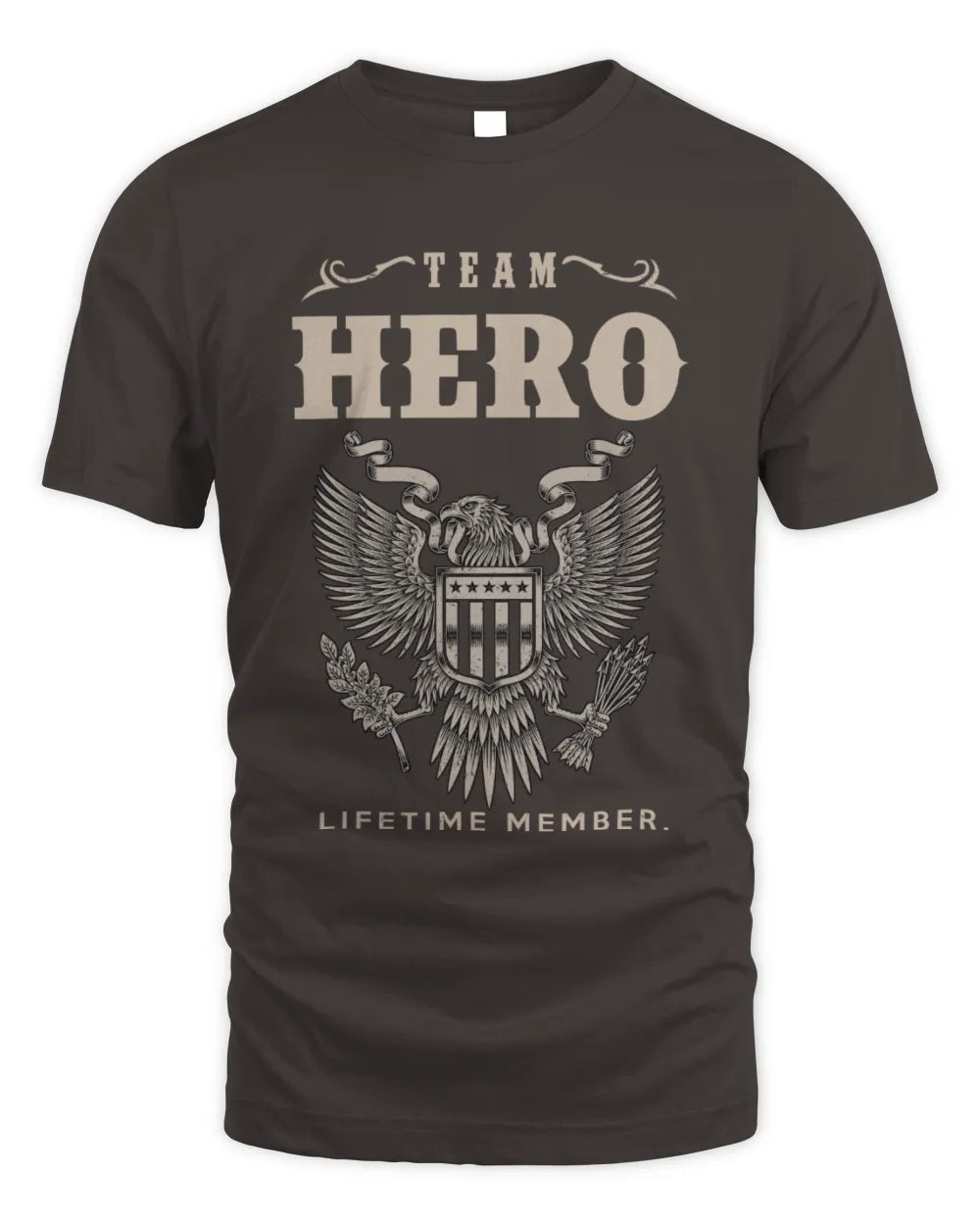 HERO TP06-K82 – Personalized Classic Style Apparel “Team NAME Lifetime Member” - Unisex Standard T-Shirt - Dark Chocolate