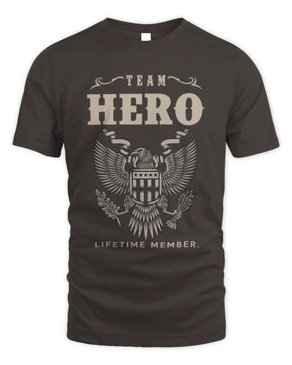 HERO TP06-K82 – Personalized Classic Style Apparel “Team NAME Lifetime Member” - Unisex Standard T-Shirt - Dark Chocolate