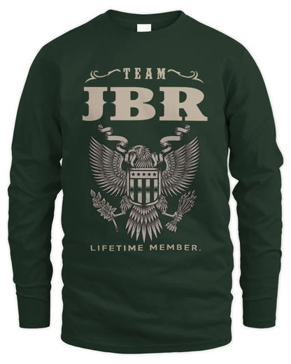 JBR TP06-K82 – Personalized Classic Style Apparel “Team NAME Lifetime Member” - Men's Long Sleeved T-Shirt - Forest Green