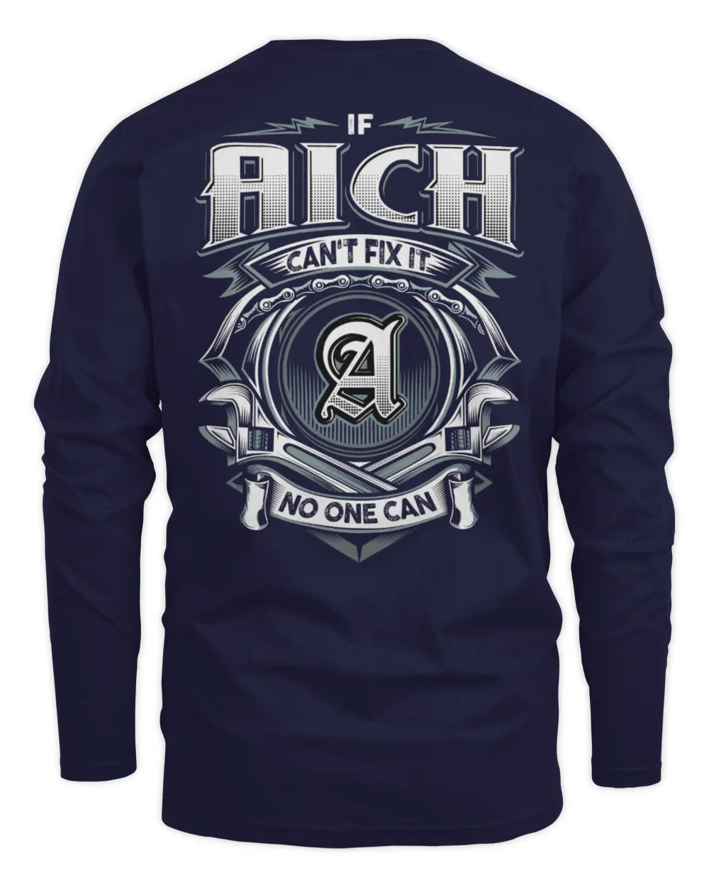 AICH AP81-K4-626 - Personalized Ahmed Quote Apparel “If Ahmed Can't Fix It, No One Can” - Men's Long Sleeved T-Shirt - Navy