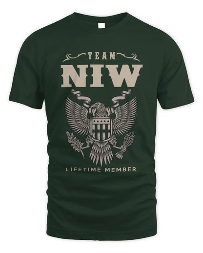NIW TP06-K82 – Personalized Classic Style Apparel “Team NAME Lifetime Member” - Unisex Standard T-Shirt - Forest Green