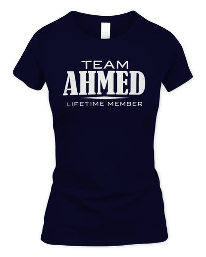 AHMED BL62-K4-128 - Personalized “Team NAME Lifetime Member” - Women's Standard T-Shirt - Navy