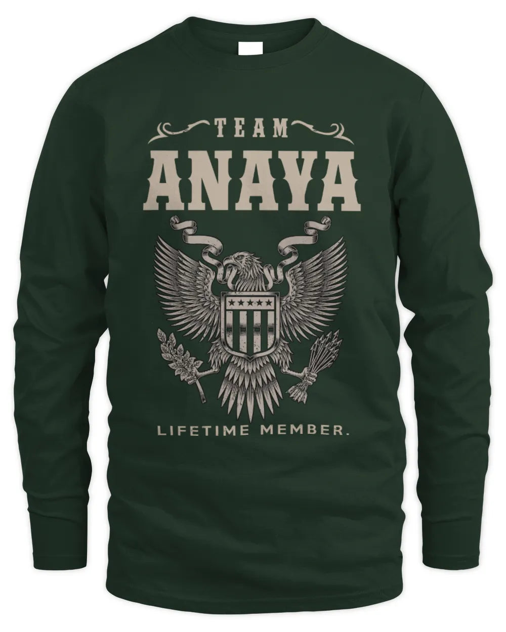 ANAYA TP06-K82 – Personalized Classic Style Apparel “Team NAME Lifetime Member” - Men's Long Sleeved T-Shirt - Forest Green