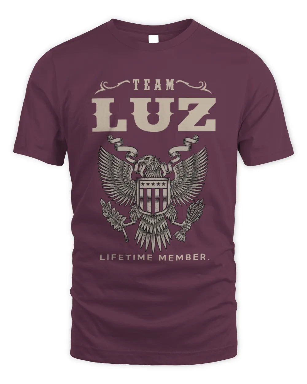 LUZ TP06-K82 – Personalized Classic Style Apparel “Team NAME Lifetime Member” - Unisex Standard T-Shirt - Maroon