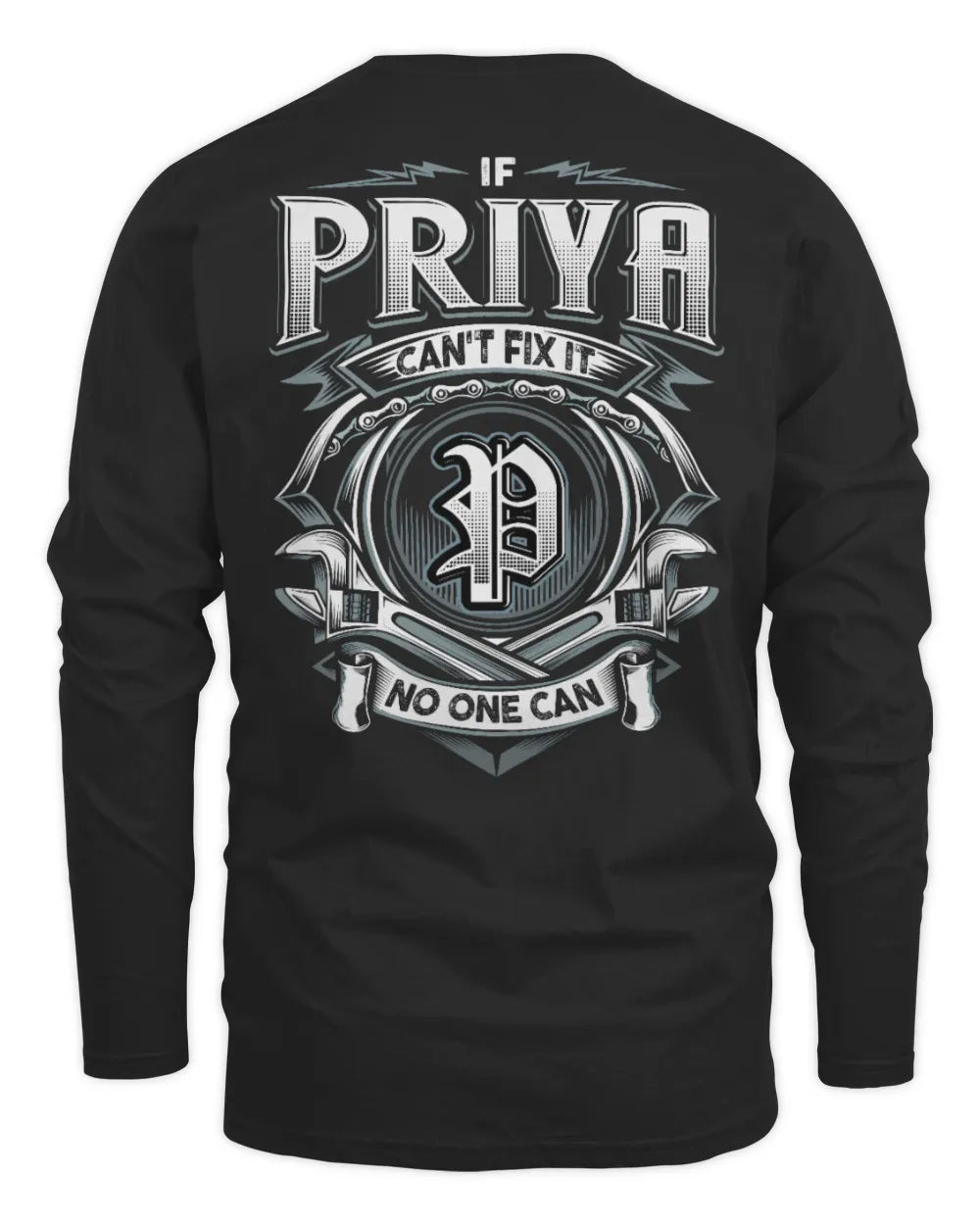 PRIYA AP81-K4-626 - Personalized Ahmed Quote Apparel “If Ahmed Can't Fix It, No One Can” - Men's Long Sleeved T-Shirt - Black