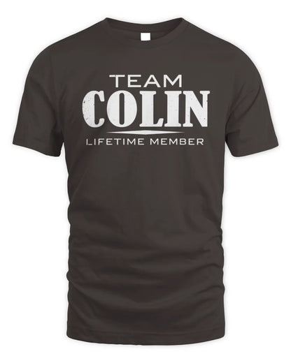 COLIN BL62-K4-128 - Personalized “Team NAME Lifetime Member” - Unisex Standard T-Shirt - Dark Chocolate