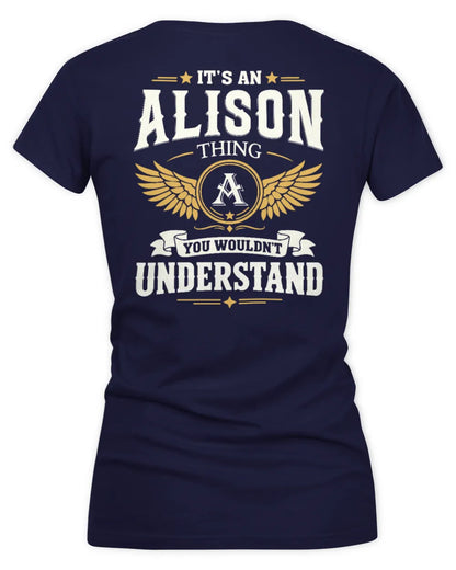 ALISON KT06-M008 It’s a [NAME] Thing – You Wouldn’t Understand | Personalized Vintage T-Shirt - Women's V-Neck T-Shirt - Navy