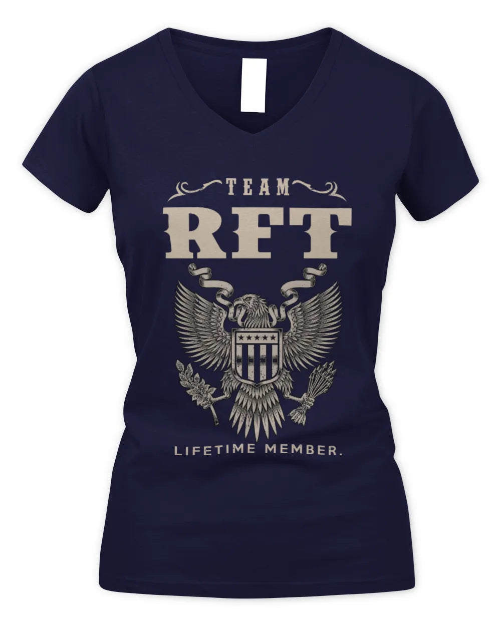 RFT TP06-K82 – Personalized Classic Style Apparel “Team NAME Lifetime Member” - Women's V-Neck T-Shirt - Navy