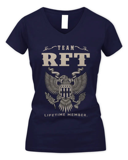 RFT TP06-K82 – Personalized Classic Style Apparel “Team NAME Lifetime Member” - Women's V-Neck T-Shirt - Navy