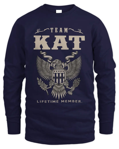 KAT TP06-K82 – Personalized Classic Style Apparel “Team NAME Lifetime Member” - Men's Long Sleeved T-Shirt - Navy