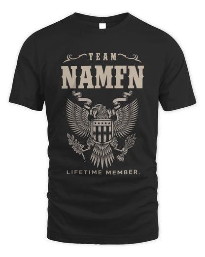 NAMFN TP06-K82 – Personalized Classic Style Apparel “Team NAME Lifetime Member” - Unisex Standard T-Shirt - Black