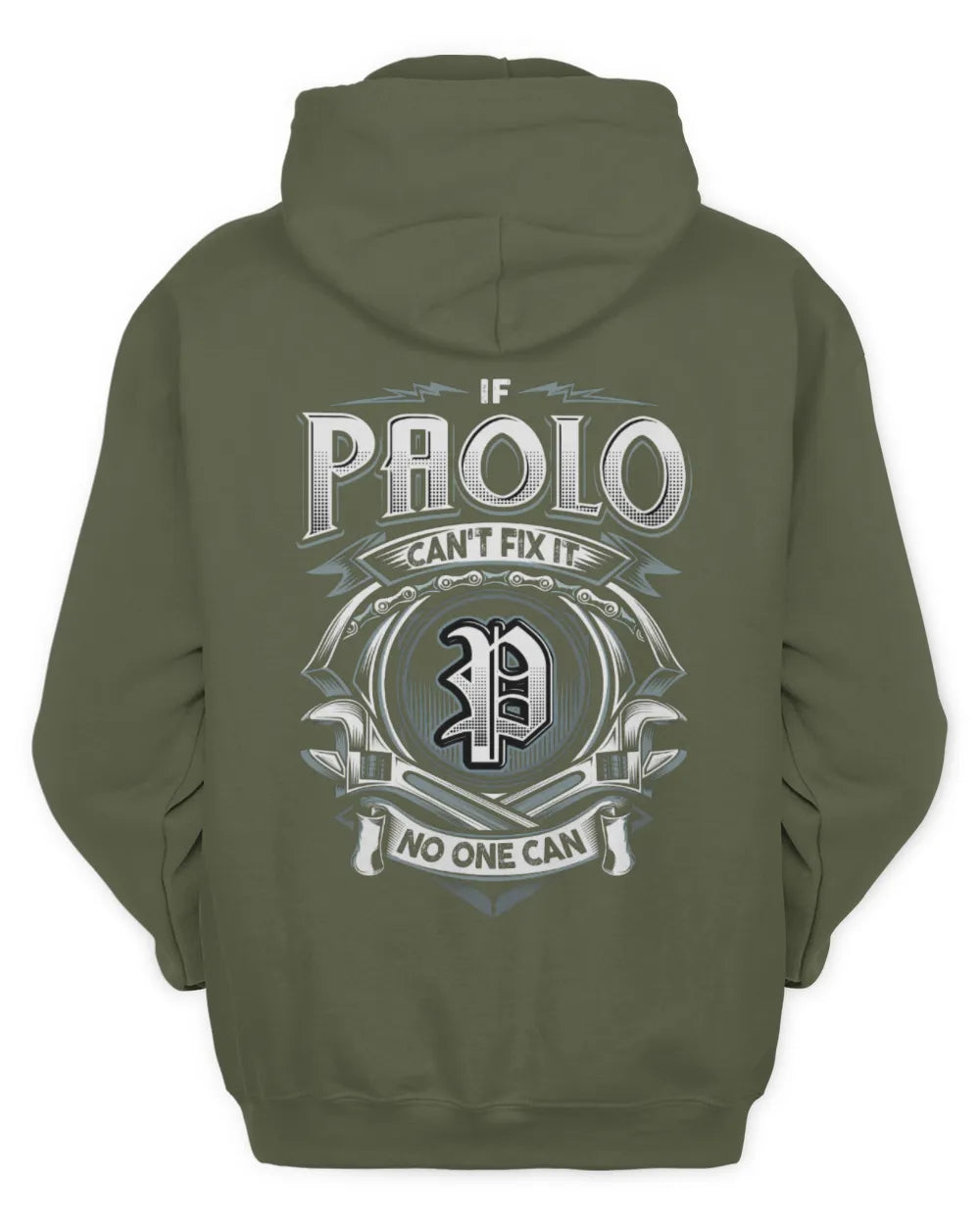 PAOLO AP81-K4-626 - Personalized Ahmed Quote Apparel “If Ahmed Can't Fix It, No One Can” - Unisex Hoodie - Military Green
