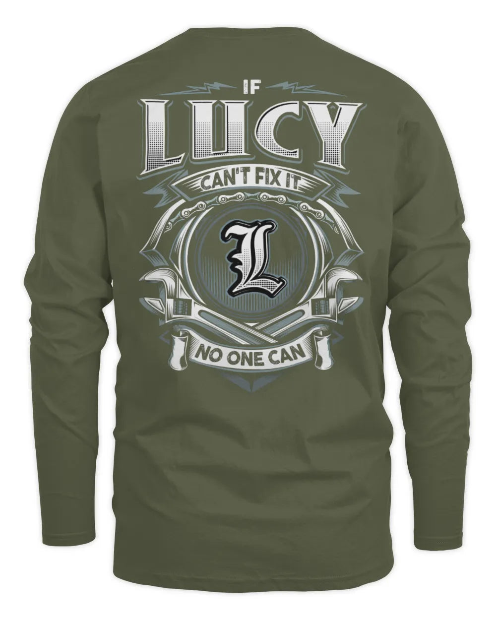 LUCY AP81-K4-626 - Personalized Ahmed Quote Apparel “If Ahmed Can't Fix It, No One Can” - Men's Long Sleeved T-Shirt - Military Green