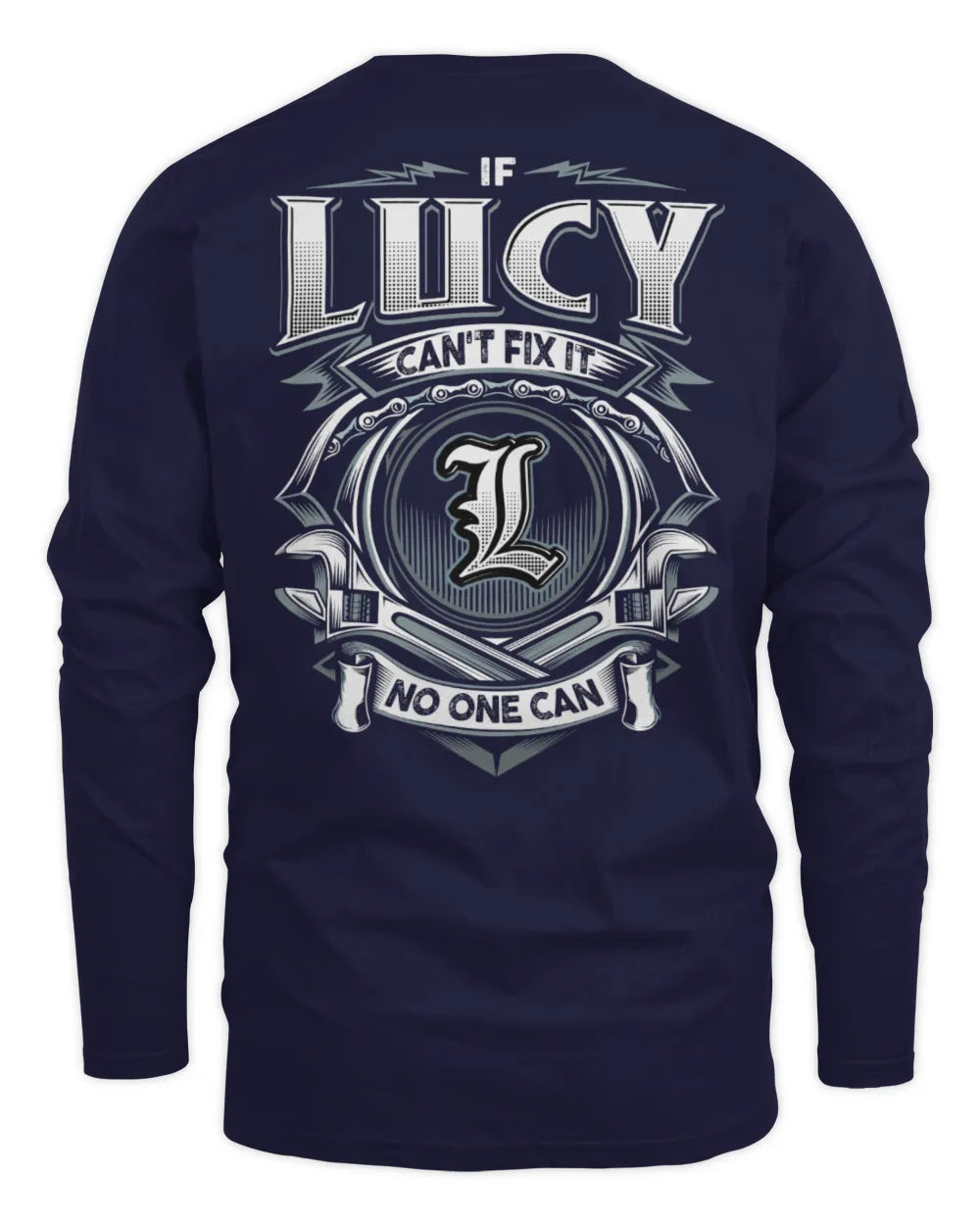 LUCY AP81-K4-626 - Personalized Ahmed Quote Apparel “If Ahmed Can't Fix It, No One Can” - Men's Long Sleeved T-Shirt - Navy