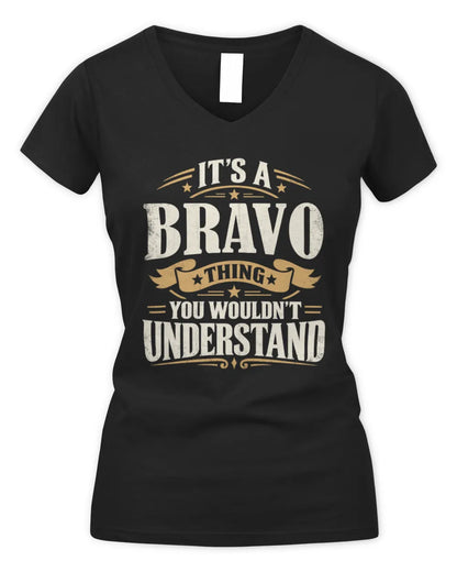 BRAVO P08 TH51 - Personalized “It’s a/an [NAME] Thing – You Wouldn’t Understand” Shirt - Women's V-Neck T-Shirt - Black