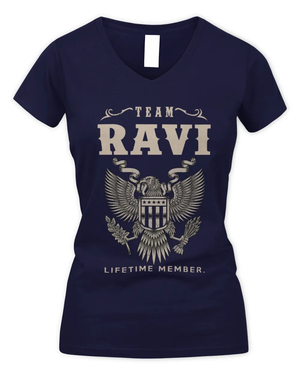 RAVI TP06-K82 – Personalized Classic Style Apparel “Team NAME Lifetime Member” - Women's V-Neck T-Shirt - Navy