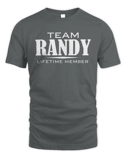 RANDY BL62-K4-128 - Personalized “Team NAME Lifetime Member” - Unisex Standard T-Shirt - Charcoal