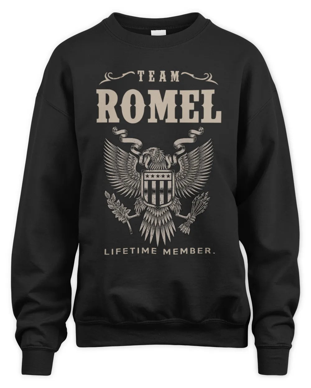 ROMEL TP06-K82 – Personalized Classic Style Apparel “Team NAME Lifetime Member” - Unisex Sweatshirt - Black
