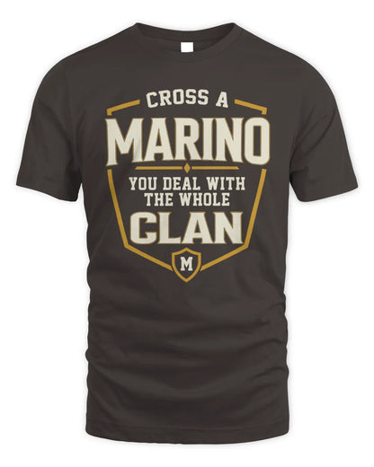 MARINO NT1-K008 Cross A/An NAME, You Deal With the Whole Clan | Personalized Vintage T-Shirt - Unisex Standard T-Shirt - Dark Chocolate