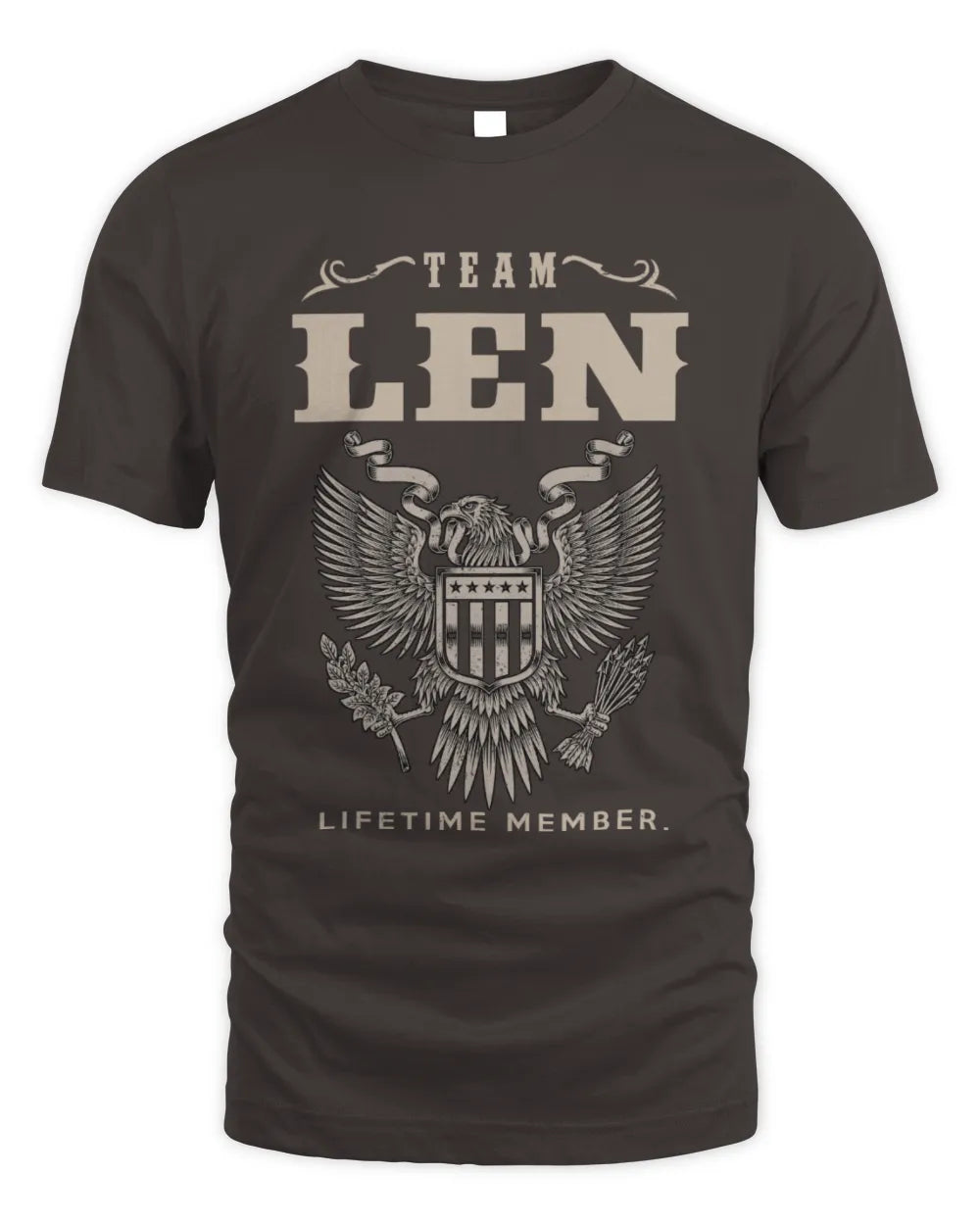 LEN TP06-K82 – Personalized Classic Style Apparel “Team NAME Lifetime Member” - Unisex Standard T-Shirt - Dark Chocolate