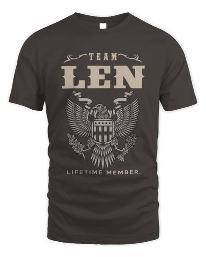 LEN TP06-K82 – Personalized Classic Style Apparel “Team NAME Lifetime Member” - Unisex Standard T-Shirt - Dark Chocolate